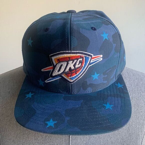 Mitchell & Ness SnapBack Baseball Cap Hat OKC Oklahoma Thunder Camo Stars Adjust - Picture 1 of 10